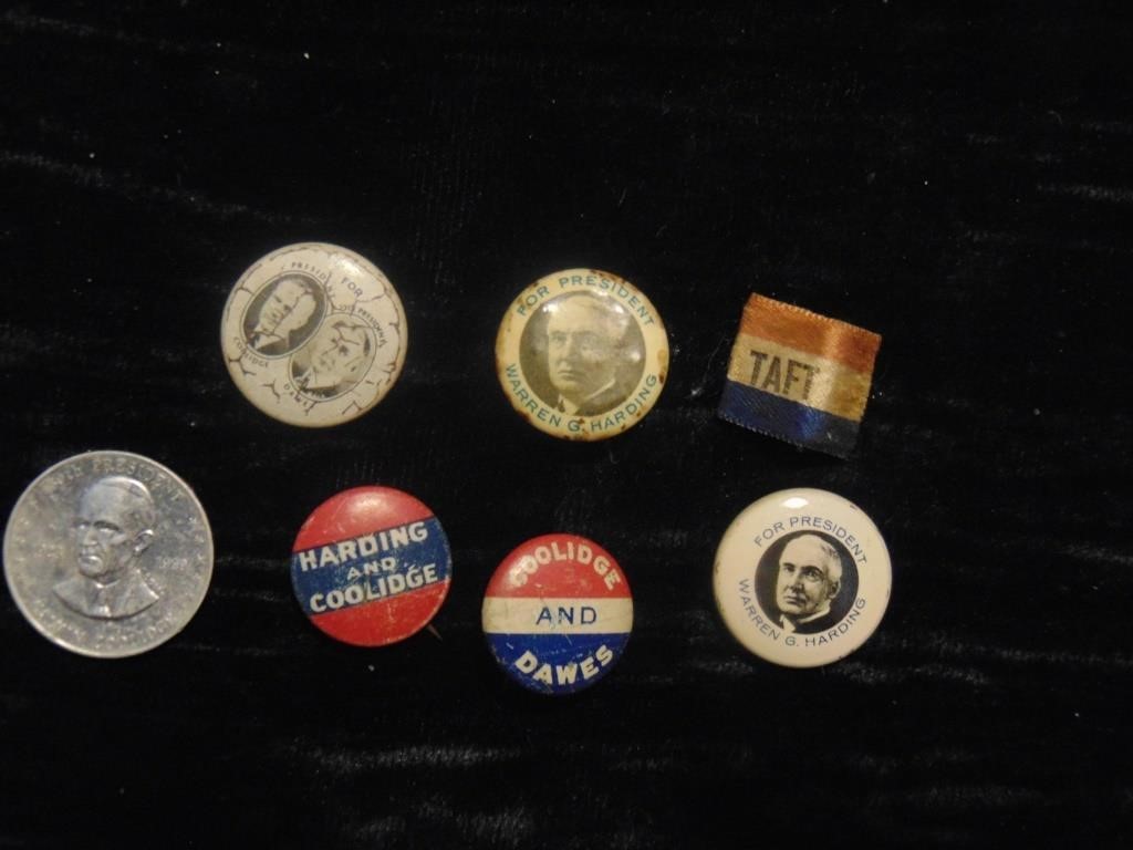 (6) Harding, Taft, Coolidge Political Buttons