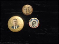 (3) Teddy Roosevelt Political Buttons