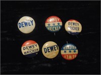 (6) Dewey/Bricker Political Buttons