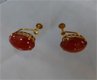 Carnelian & Gold Earrings
