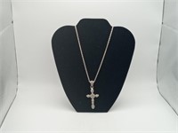 Heavy Sterling Cross Necklace Pendant