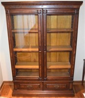 Antique Enclosed Double Doored Bookcase w/ Lower