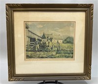 vintage Quebec Farmhouse landscape signed