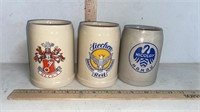 3 German Stoneware Beer Steins