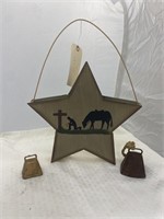 2 Metal Cow Bells & Letter Holder