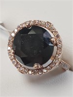 $6460 14K  Black Diamond(5.7ct) Diamond(0.35ct) Ri