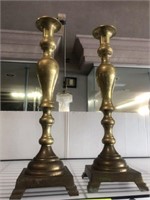 BRASS CANDLE HOLDERS 18½