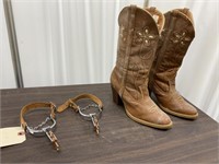 Pair Ladies' Western Boots Sz 5-1/2 & Spurs
