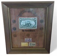 'The Forty Niners' coin and stamp framed