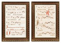 Lot of 2 Framed Gregorian Chant Missal Sheets.
