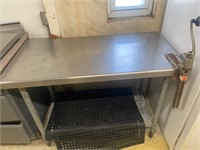 4’ tall stainless steel table + can opener
