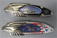 (2) Franklin Mint motorcycle knives. Measures: