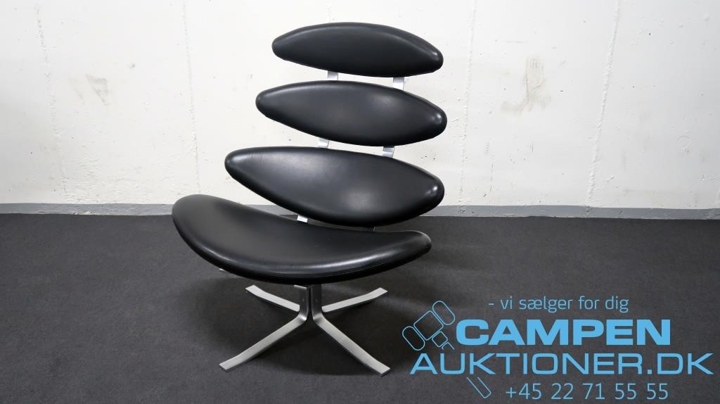 Corona stol, Erik sort læder | Campen Auktioner