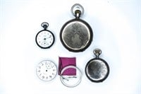 Antique Sterling Pocket Watch Case Grouping