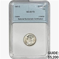 1941-S Mercury Silver Dime NNC MS68 FB