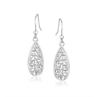 Sterling Silver Teardrop Filigree Drop Earrings