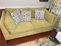 PEA GREEN LOVE SEAT 77 IN X 41 IN