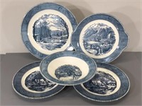 Blue-Ware Plates -Currier & Ives by Royal