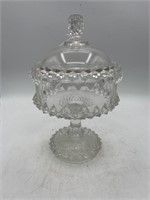 ANTIQUE CUT-GLASS ROUND COVERED COMPOTE or CANDY