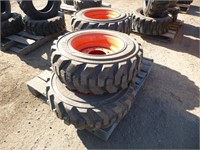 Skid Steer Tires W/ Rims (QTY 4)