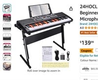 24HOCL 61 Key Premium Electric Keyboard Piano