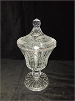 Deep Cut Crystal Pedestal Bowl with Lid