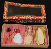 Vintage Celluloid My Dolls Nursing Set in Box