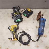 Dewalt20v Impact w 2 Chargers no Battery,  Grinder