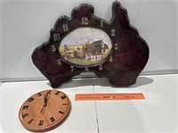 Australian Carved Timber Clock Inc round timber