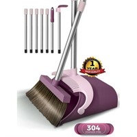 FVSA Upgrade 51.2 Inches Broom and Dustpan Set  Br