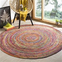 SAFAVIEH Cape Cod Rug - 6' Round  Red/Multi