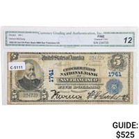 1902 $5 SAN FRANCISCO, CA CH. #1741 CGA FINE-12