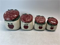 Vintage Ceramic Apple Canister Set Of 4 (Largest