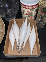lot of white glass Christmas ornaments