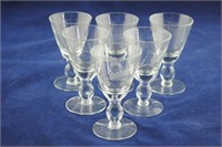 Six etched glass cordials