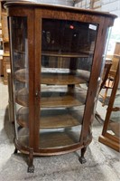 OAK CURVED GLASS CURIO CABINET