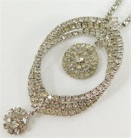 Large Clear Rhinestone Tiered Stacked Necklace