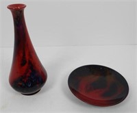 Royal Doulton “Flambe” vase and bowl