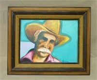 Cowboy Oil on Canvas, Signed.