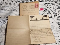 1932 hand written note w/ envelope & stamp