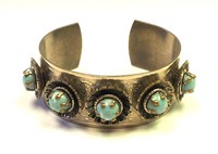 Embossed Turquoise Cuff Bracelet