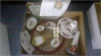 ROSE ITEMS/ TEA CUP SET, AND ANTIQUE BRUSH