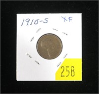 1910-S Lincoln cent, XF