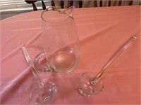 Glass pitcher and 2 glass ladles