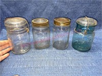 (4) Old pint canning jars (Atlas, Kerr, Ball)