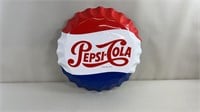 1990s 27" Pepsi Cola Bottle Cap Metal Sign
