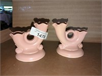 Abingdon pottery pair of dual candle holders