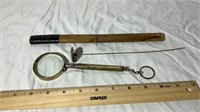 Hat Pin, Magnifying Glass, Knife