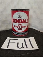 Vintage Kendall 2000 Mile Oil 1qt Metal Can