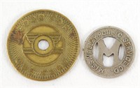 2 Vintage Fare Coins / Tokens